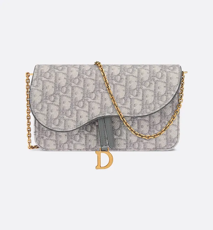 【数量限定】定番Oblique柄×Dチャーム付き✨上品クラッチバッグ（ブルー）
