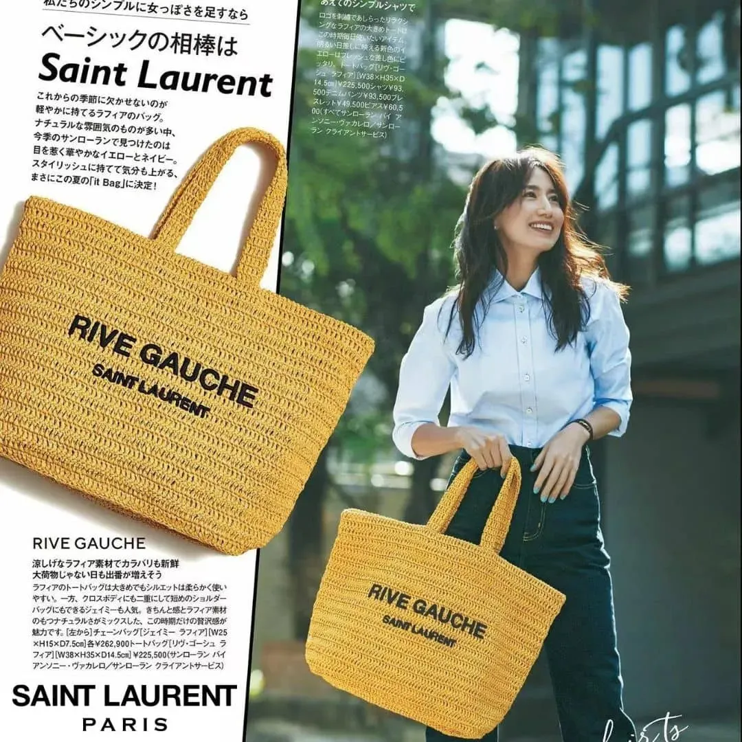 【SAINT LAURENT】VIVI雑誌掲載🔥！藤井サチ、東原亜希さんが夢中！夏の最新アイテム！RAFFIA リヴ・ゴーシュトートバッグ！セレブの必需品！手に入れるチャンスを見逃すな！