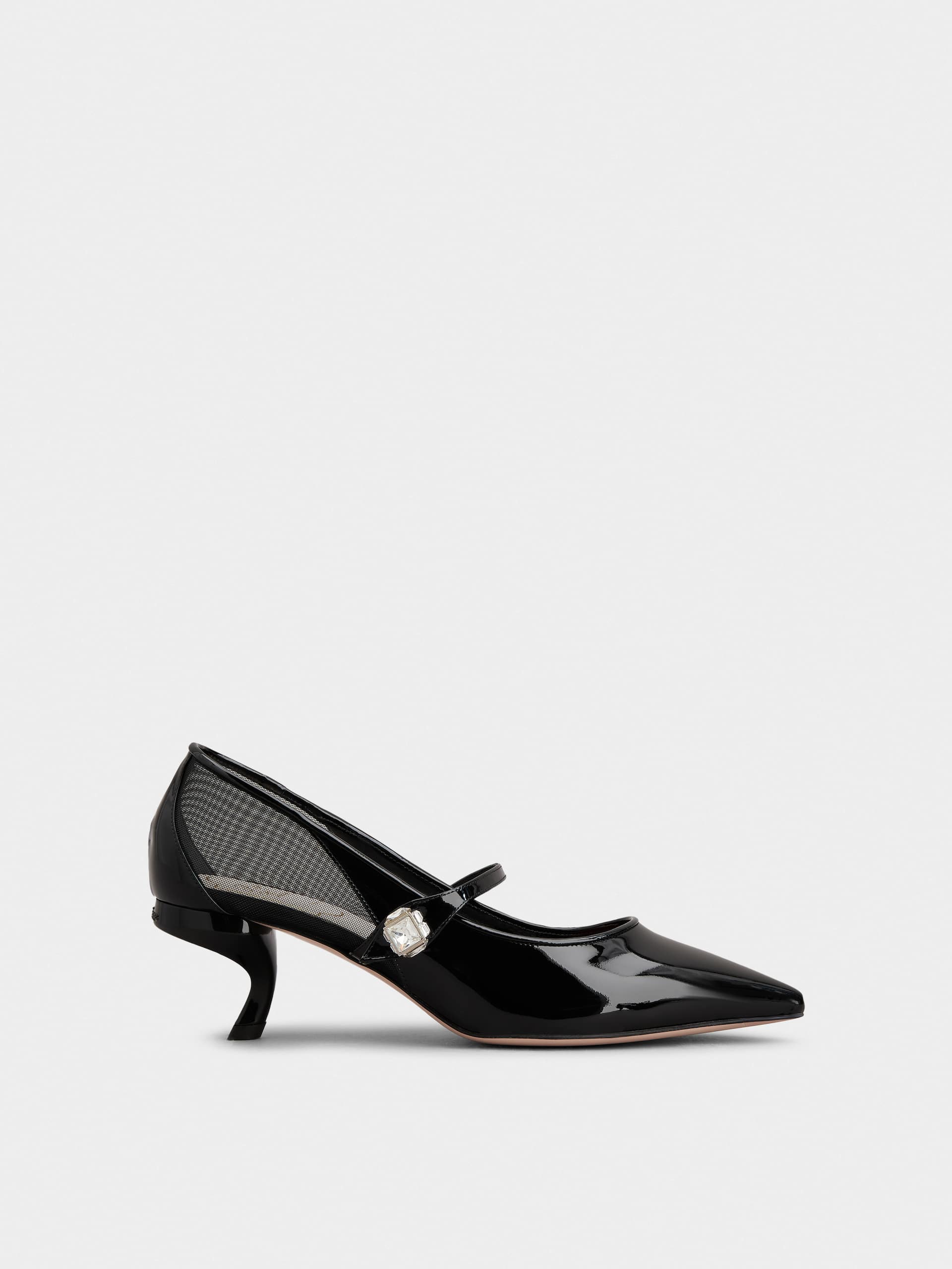 「ヴィルギュル」パテントレザー ベビー パンプス 55 mm ブラック