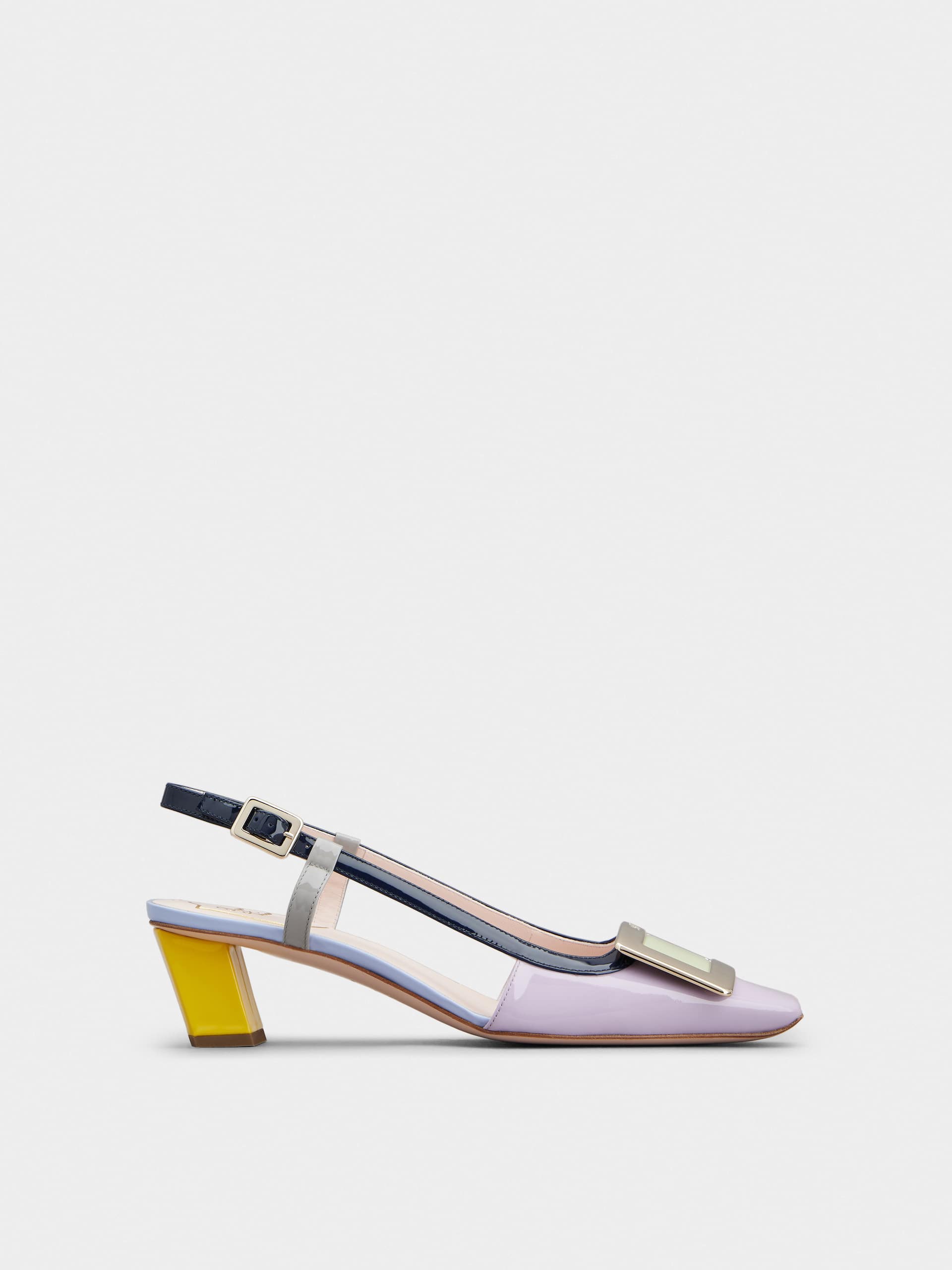「ベル ヴィヴィエ」パテントレザー スリングバック パンプス 45 mm バイオレット, イエロー, ブルー