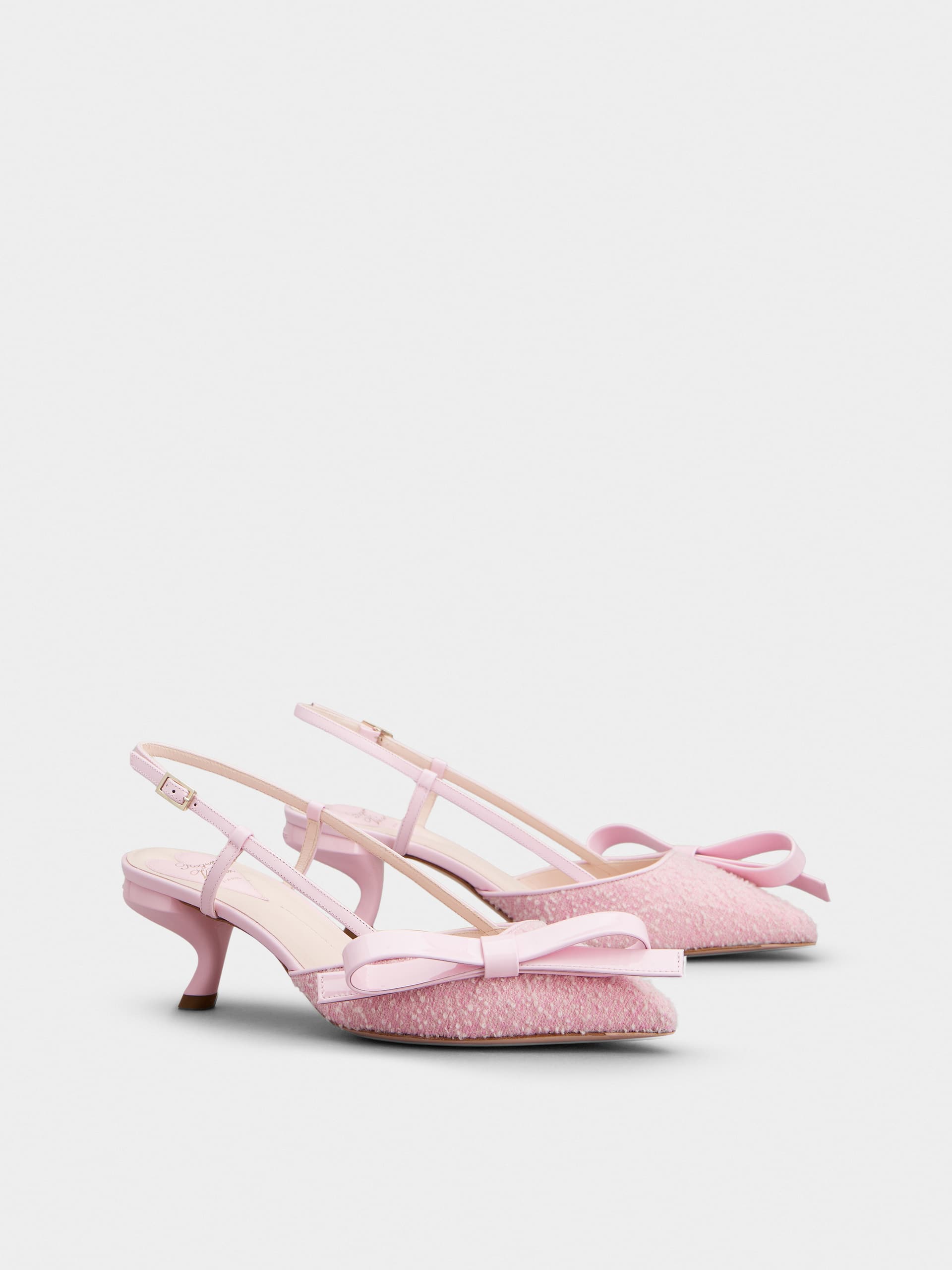 「ヴィルギュル」ボウ ファブリック スリングバック パンプス 55 mm ピンク
