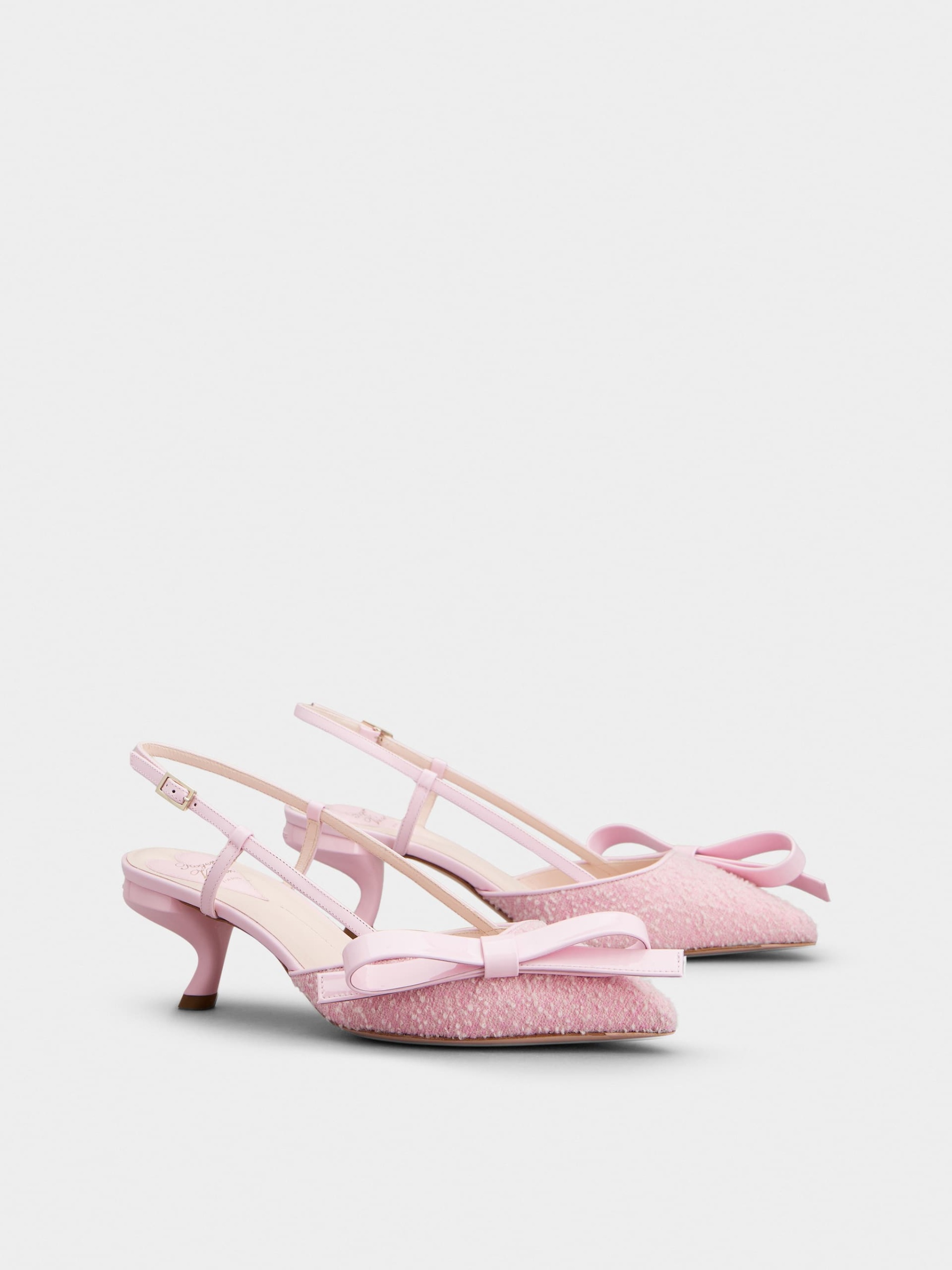 「ヴィルギュル」ボウ ファブリック スリングバック パンプス 55 mm ピンク