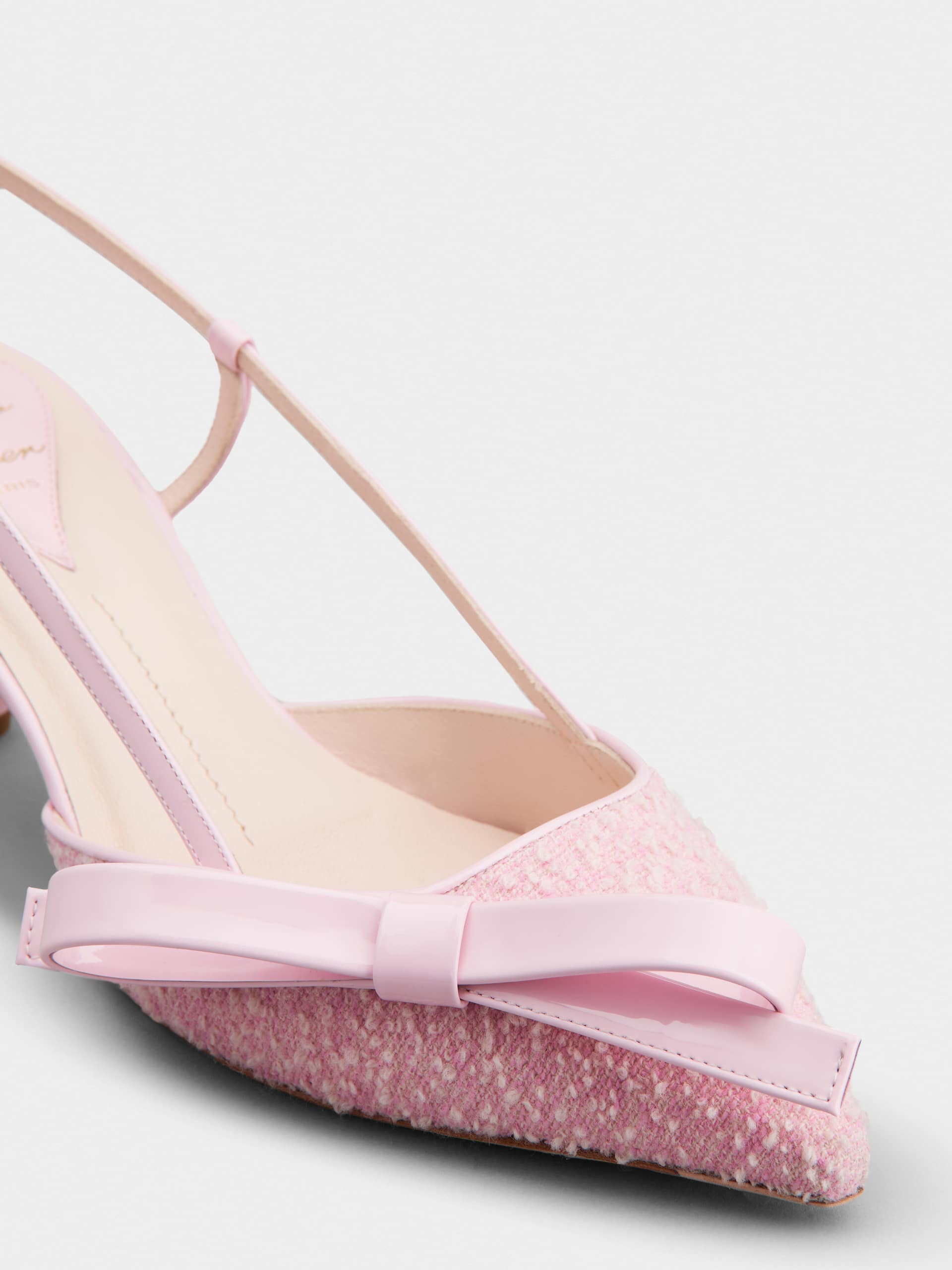 「ヴィルギュル」ボウ ファブリック スリングバック パンプス 55 mm ピンク