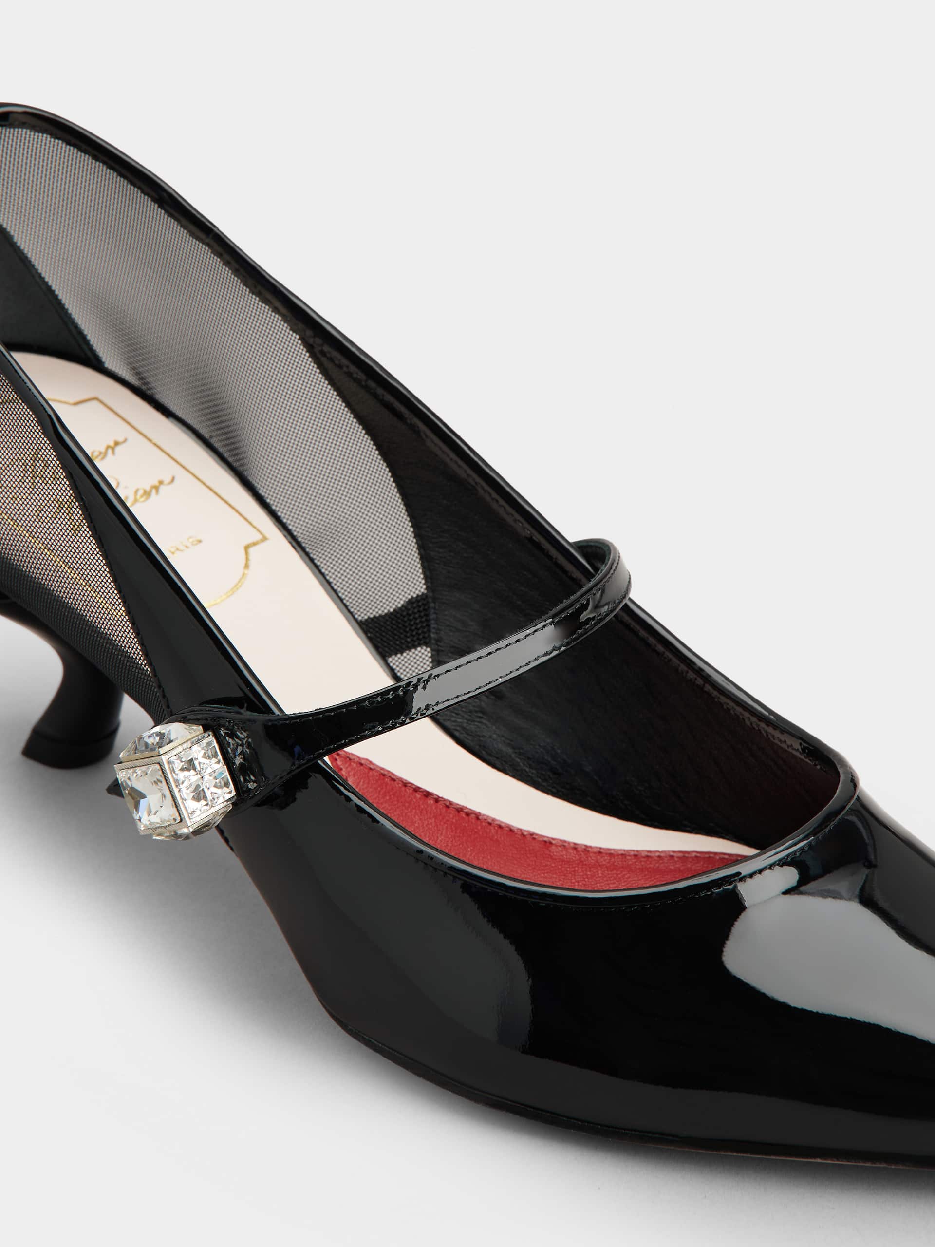 「ヴィルギュル」パテントレザー ベビー パンプス 55 mm ブラック