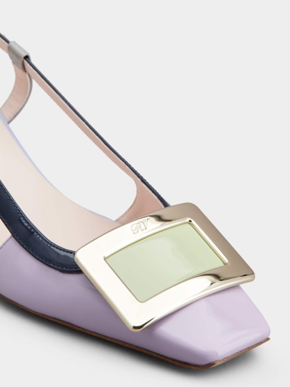「ベル ヴィヴィエ」パテントレザー スリングバック パンプス 45 mm バイオレット, イエロー, ブルー