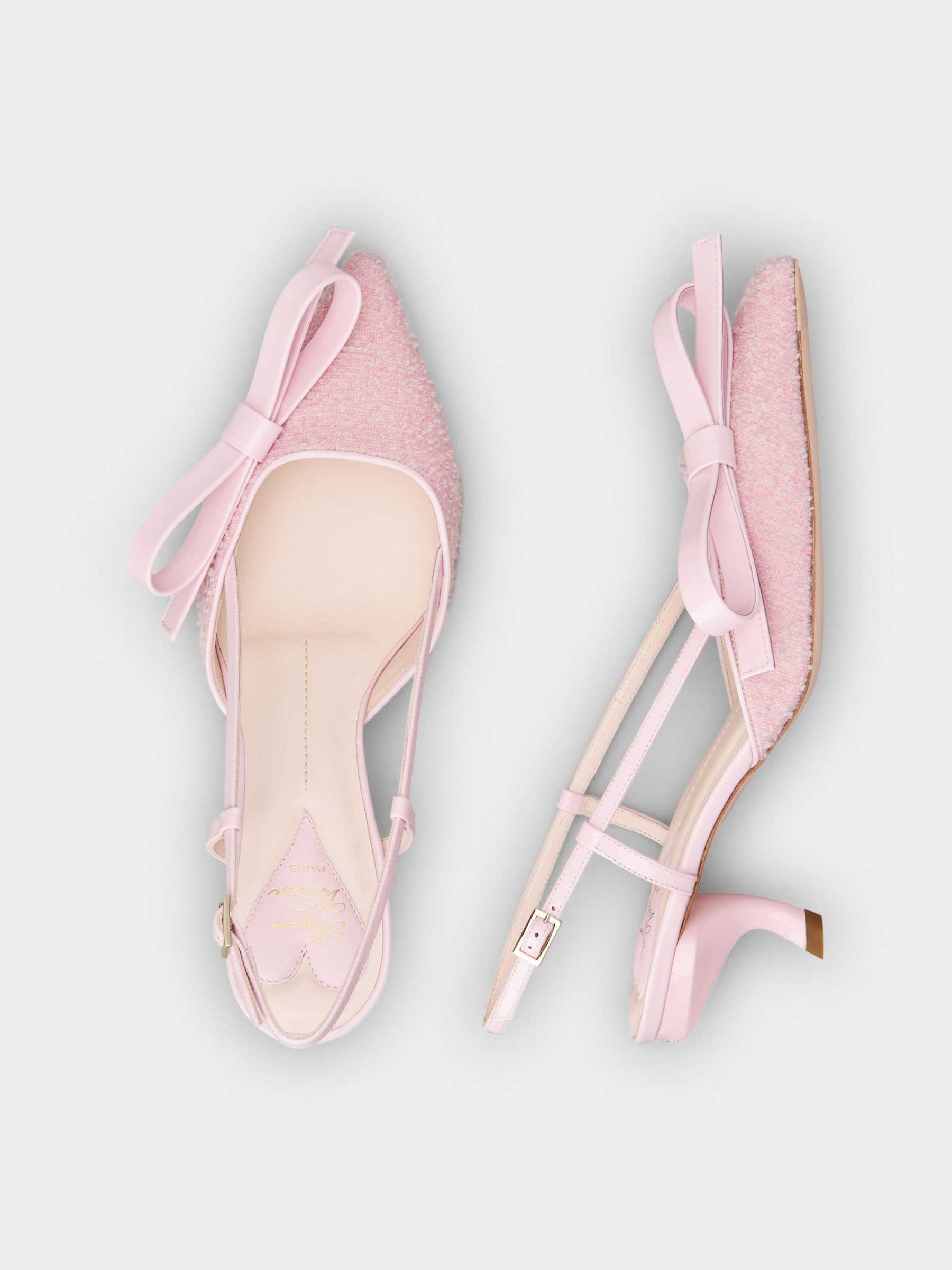 「ヴィルギュル」ボウ ファブリック スリングバック パンプス 55 mm ピンク