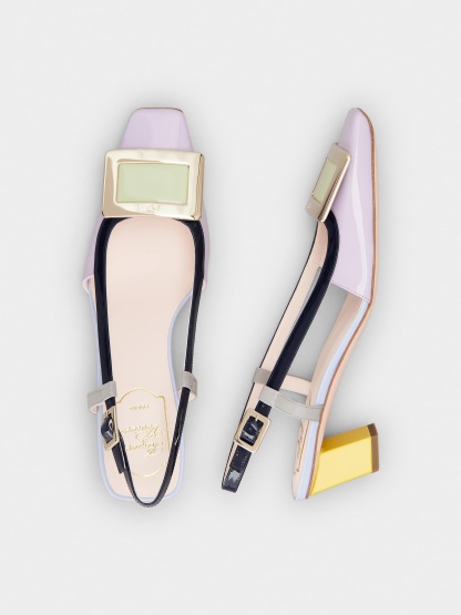 「ベル ヴィヴィエ」パテントレザー スリングバック パンプス 45 mm バイオレット, イエロー, ブルー