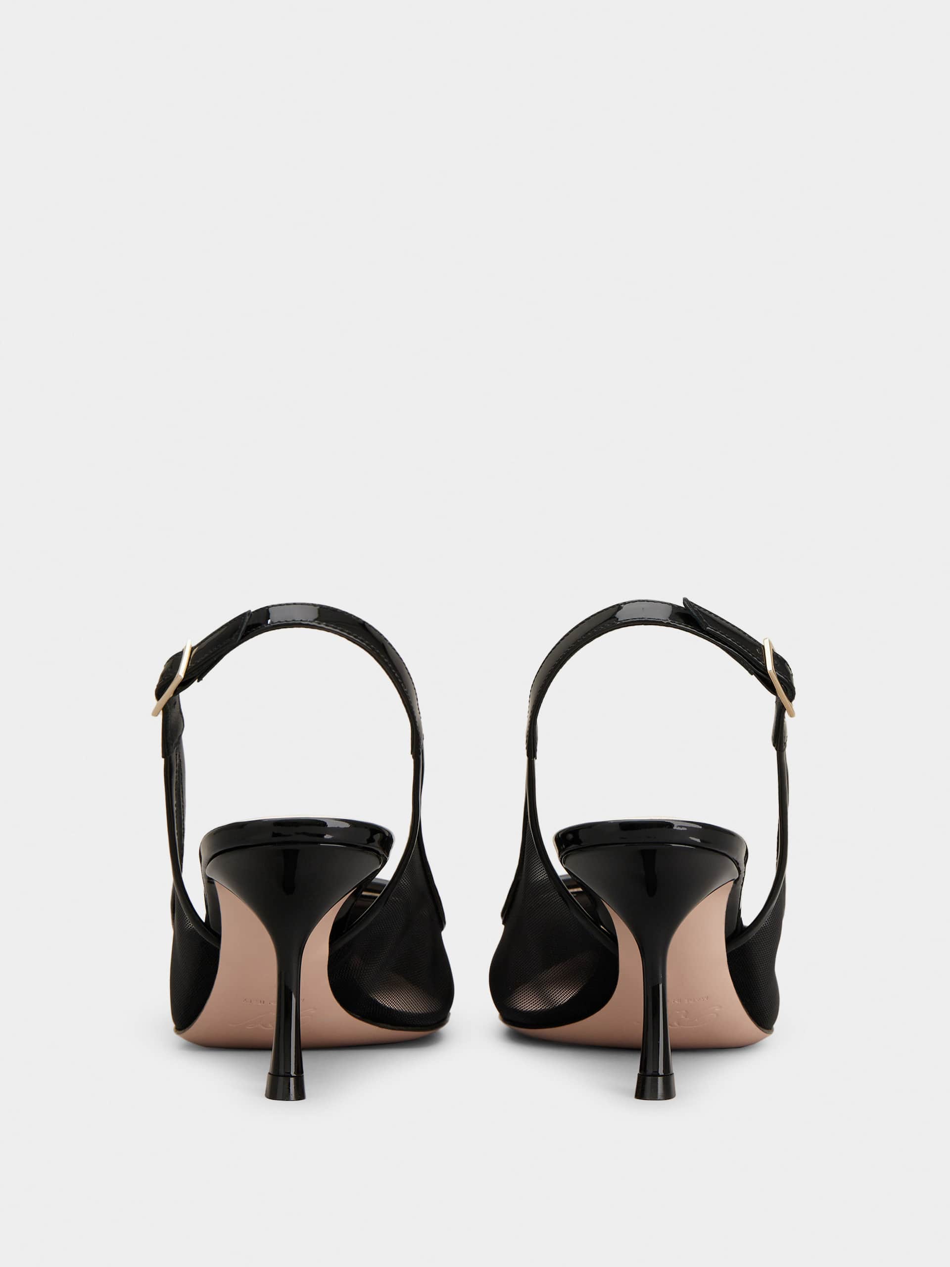 「ヴィヴ イン ザ シティ」ネット カバード バックル ファブリック スリングバック パンプス 65 mm ブラック