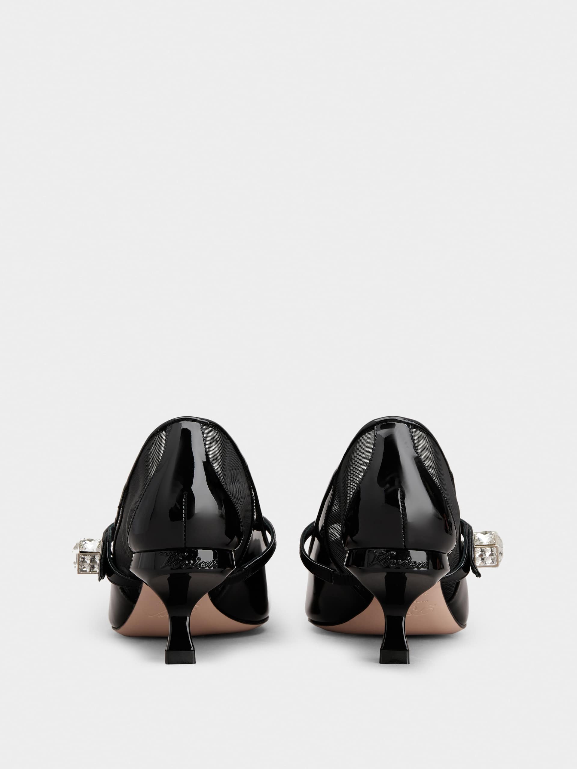 「ヴィルギュル」パテントレザー ベビー パンプス 55 mm ブラック