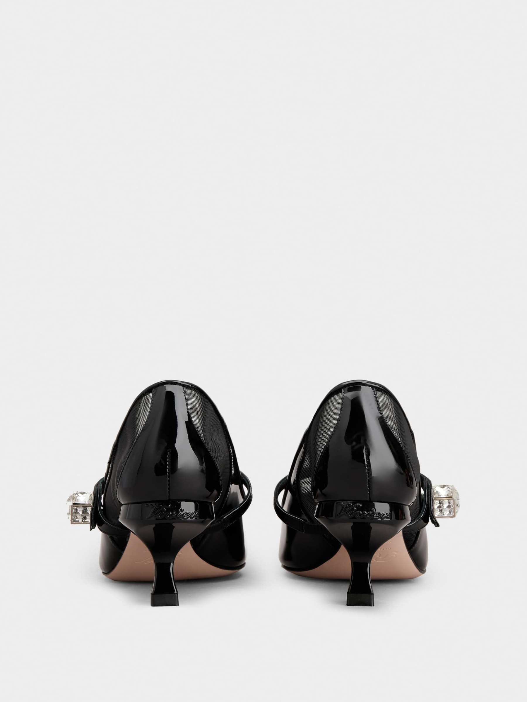 「ヴィルギュル」パテントレザー ベビー パンプス 55 mm ブラック