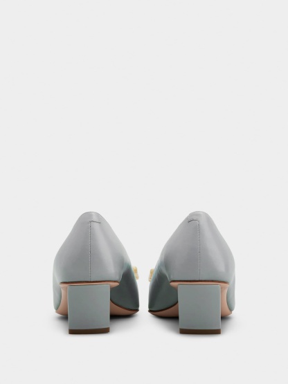 ベル ヴィヴィエ マザーパール バックル パンプス 45 mm グレー