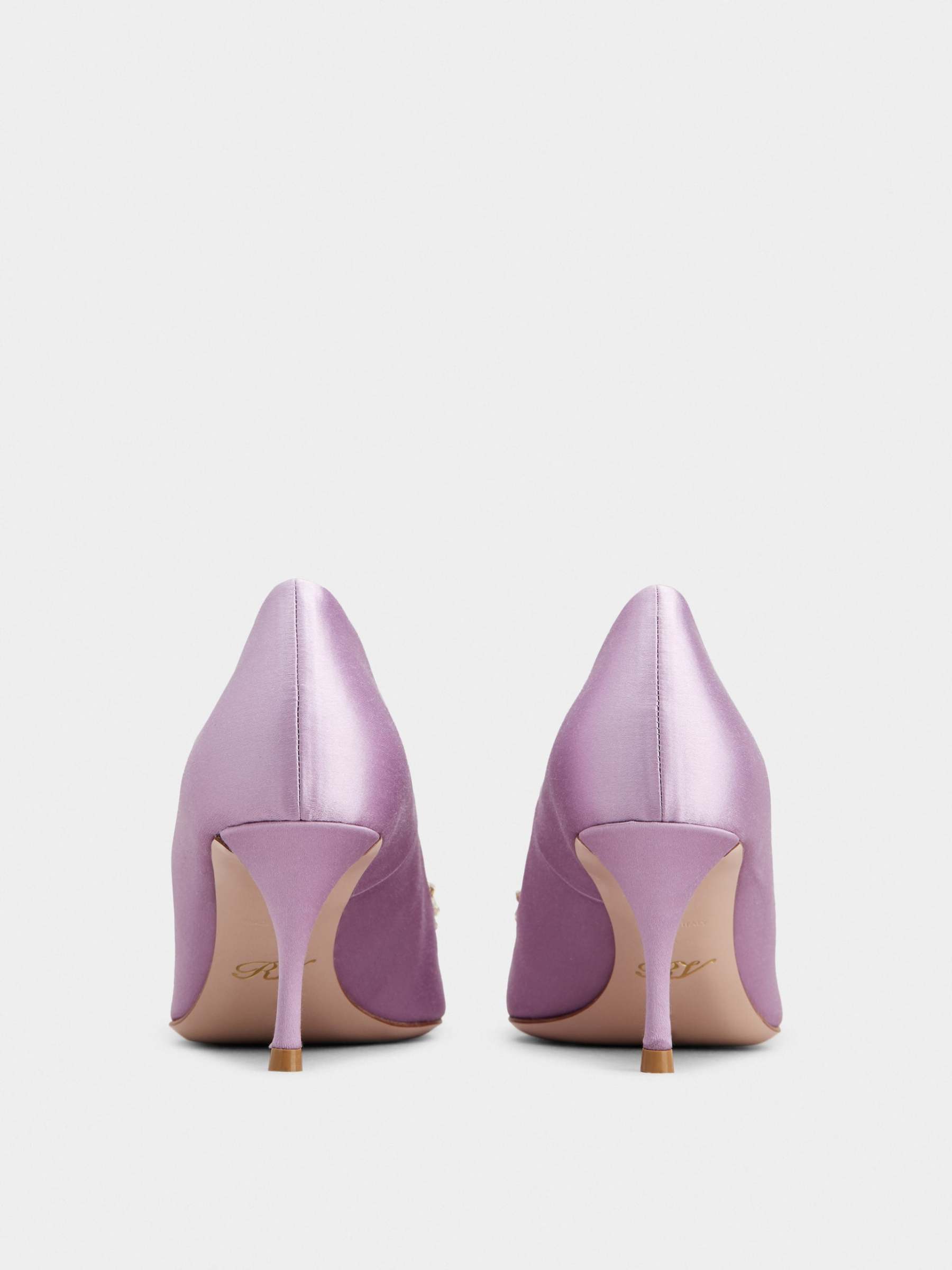 「フラワーストラス」シルク パンプス 65 mm バイオレット