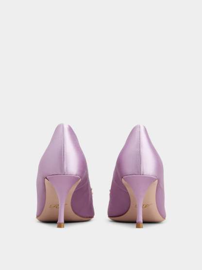 「フラワーストラス」シルク パンプス 65 mm バイオレット