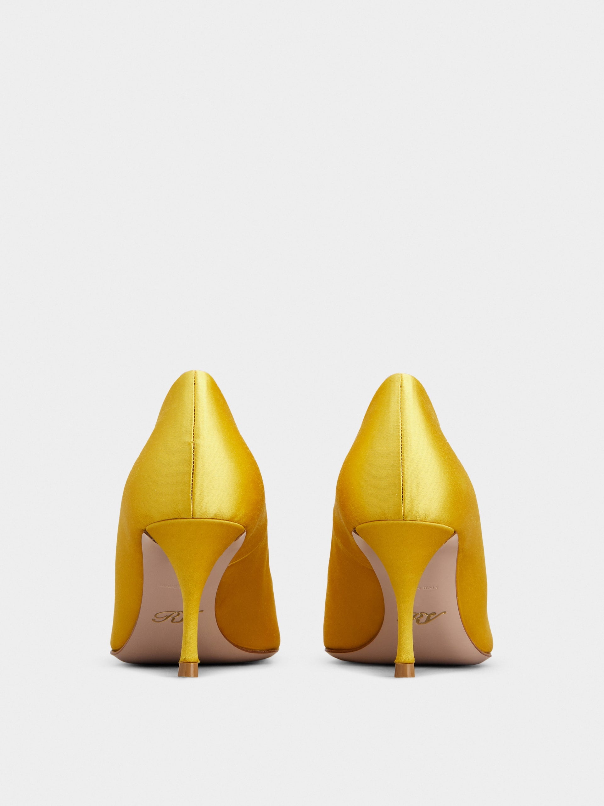 「フラワーストラス」シルク パンプス 65 mm イエロー