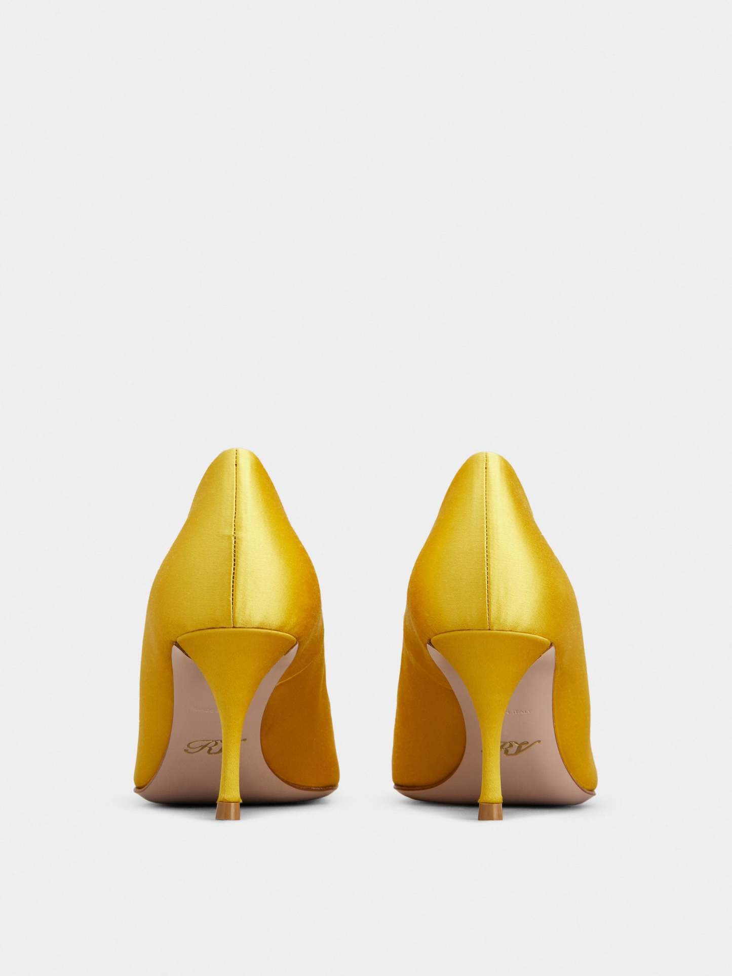 「フラワーストラス」シルク パンプス 65 mm イエロー