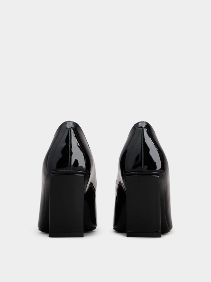 「ベル ヴィヴィエ」メタル バックル パテントレザー パンプス 75 mm ブラック