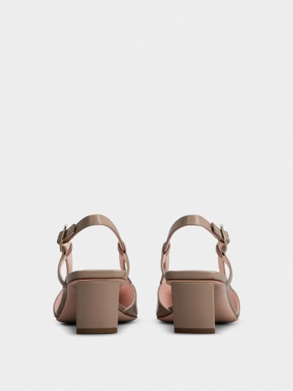 「ベル ヴィヴィエ」パテントレザー スリングバック パンプス 45 mm ベージュ