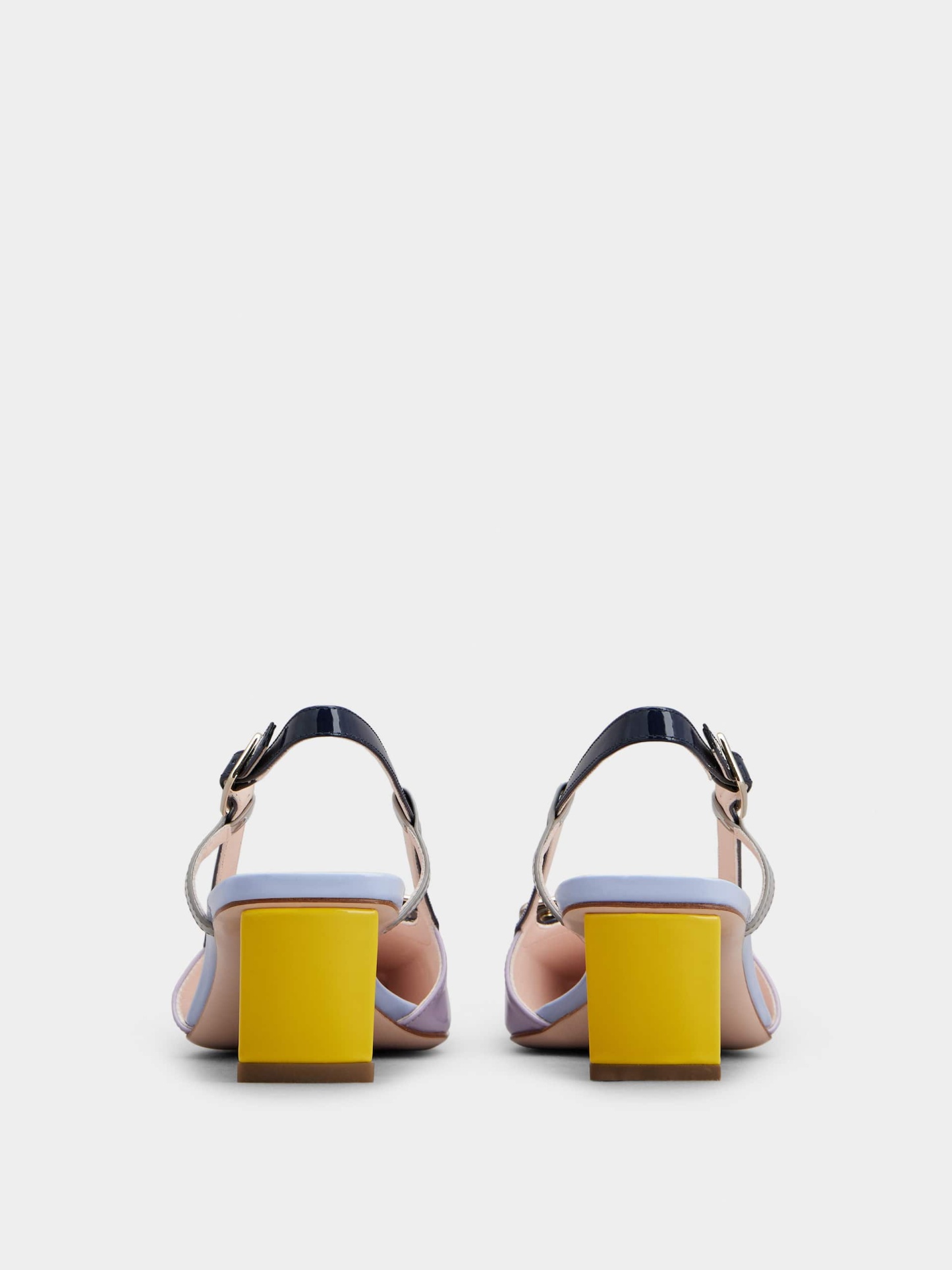 「ベル ヴィヴィエ」パテントレザー スリングバック パンプス 45 mm バイオレット, イエロー, ブルー