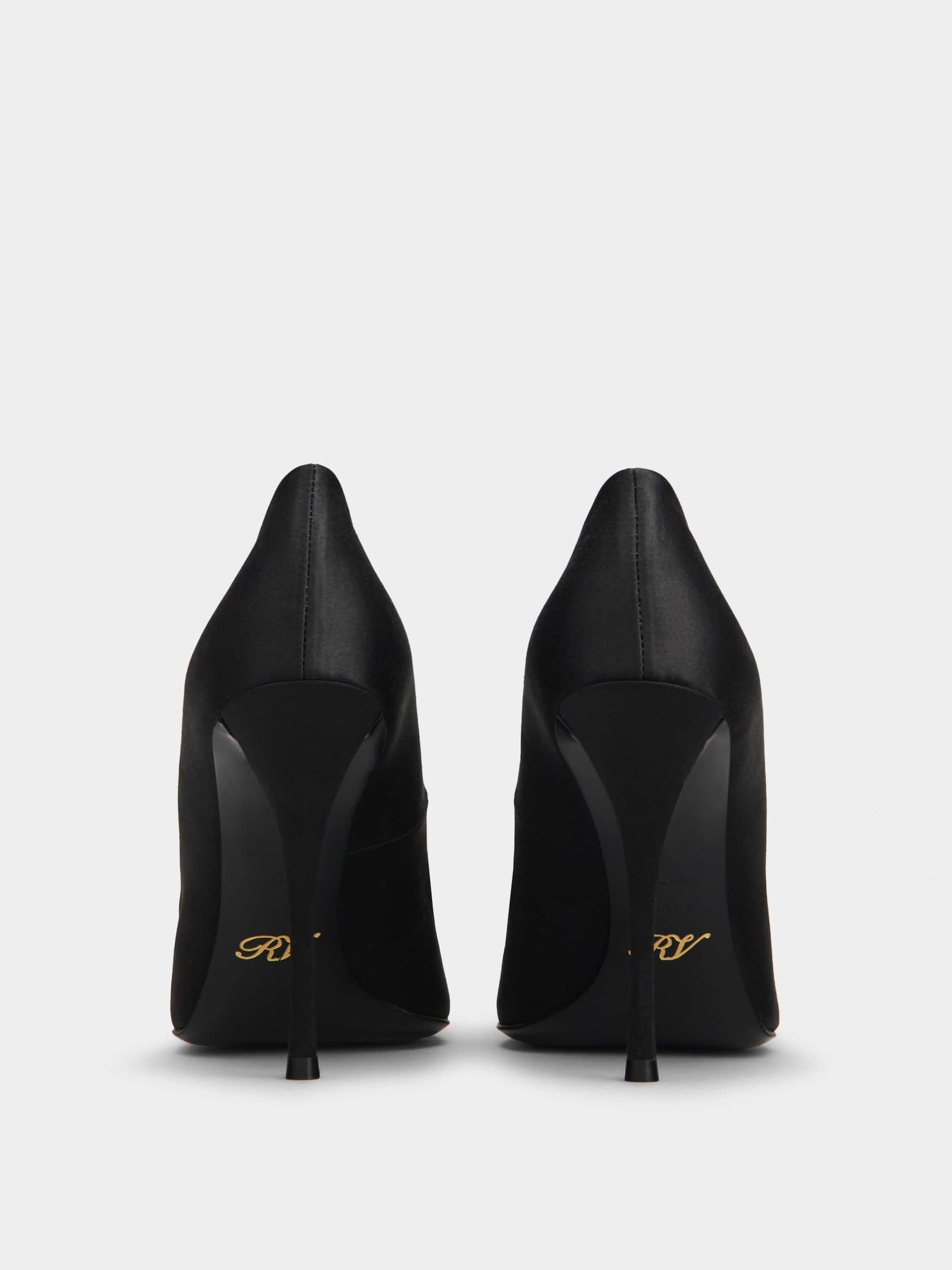 「フラワーストラス」バックル パンプス 100 mm ブラック