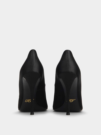 「フラワーストラス」バックル パンプス 100 mm ブラック