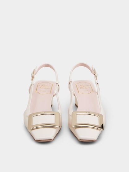 「ベル ヴィヴィエ」パテントレザー スリングバック パンプス 45 mm クリーム