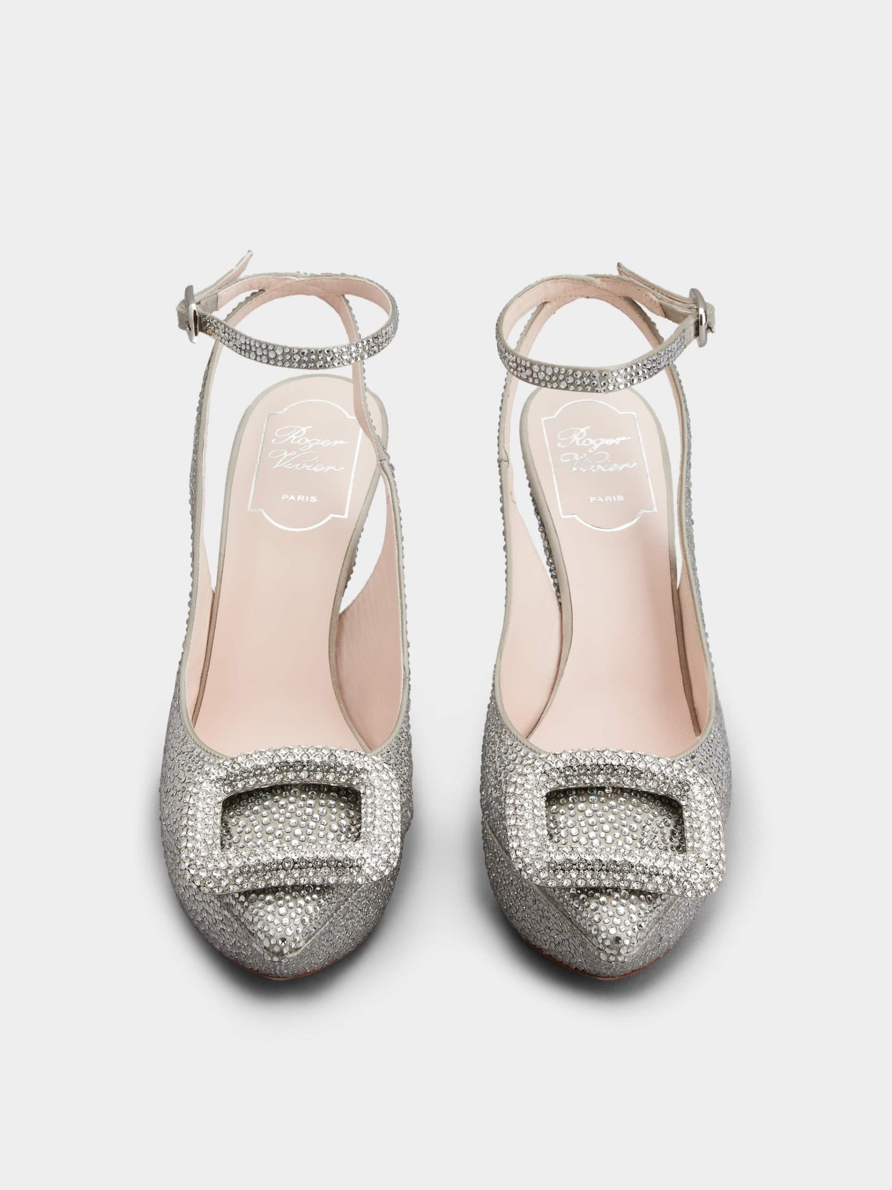 「ヴィヴ ショック」ブリン サテン スリングバック パンプス 125 mm シルバー