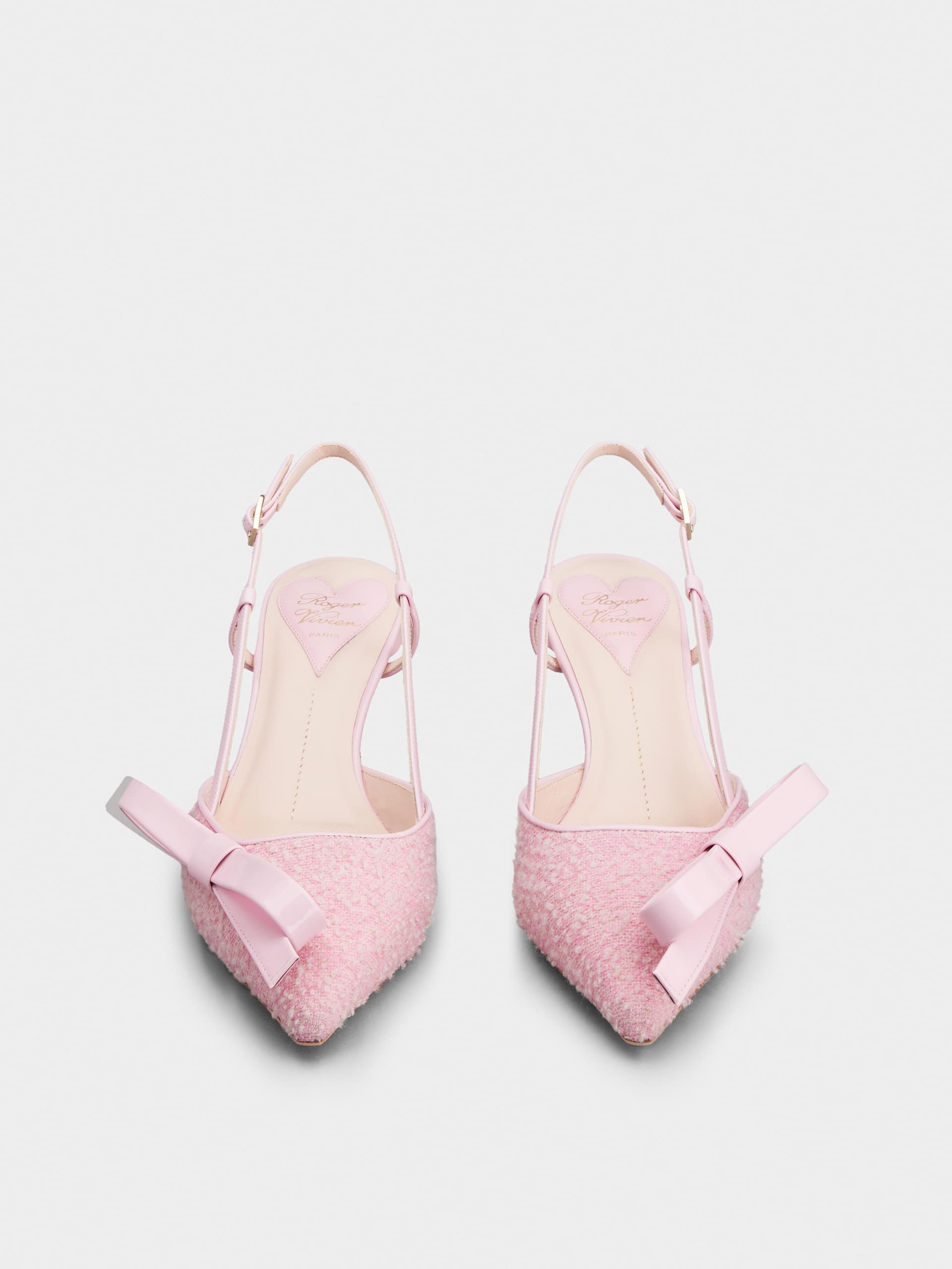 「ヴィルギュル」ボウ ファブリック スリングバック パンプス 55 mm ピンク