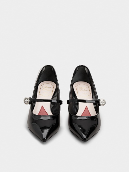 「ヴィルギュル」パテントレザー ベビー パンプス 55 mm ブラック