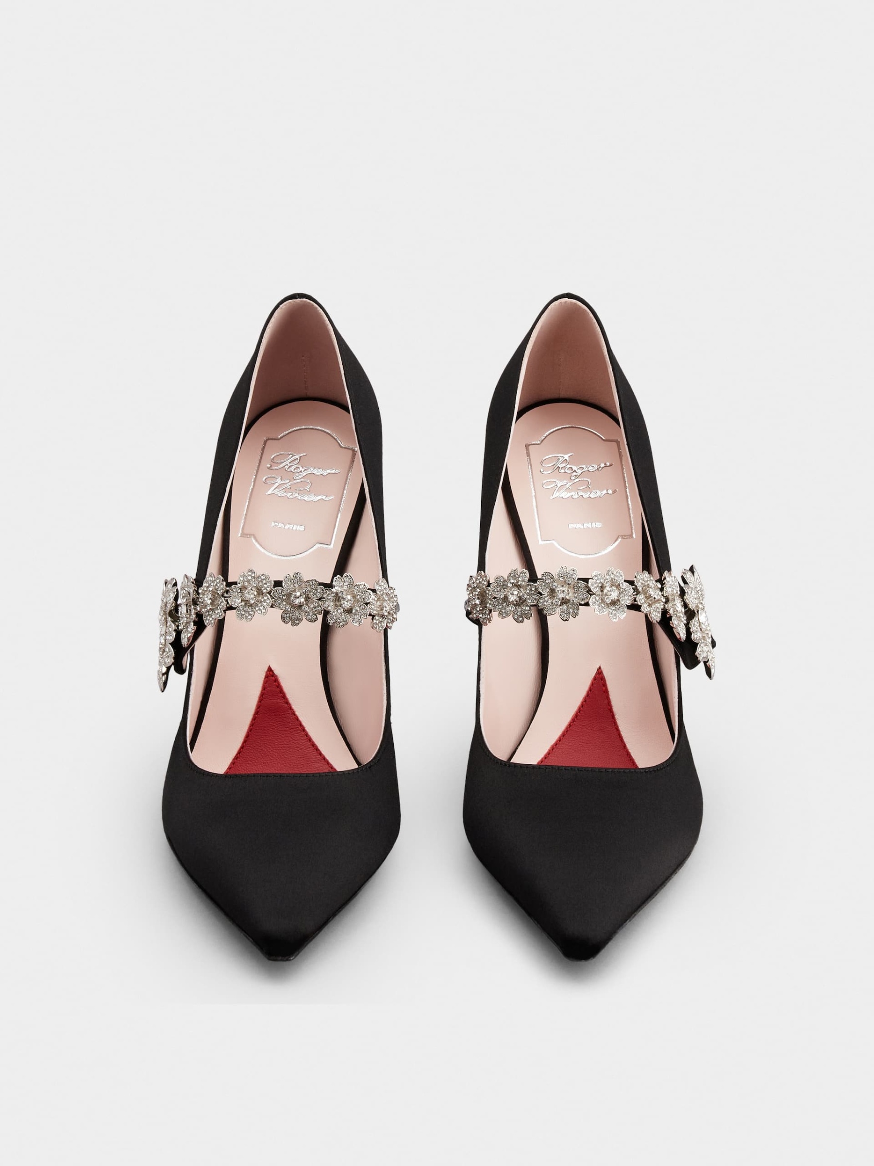 「ブーケ フラワー」サテン ベビー パンプス 100 mm ブラック