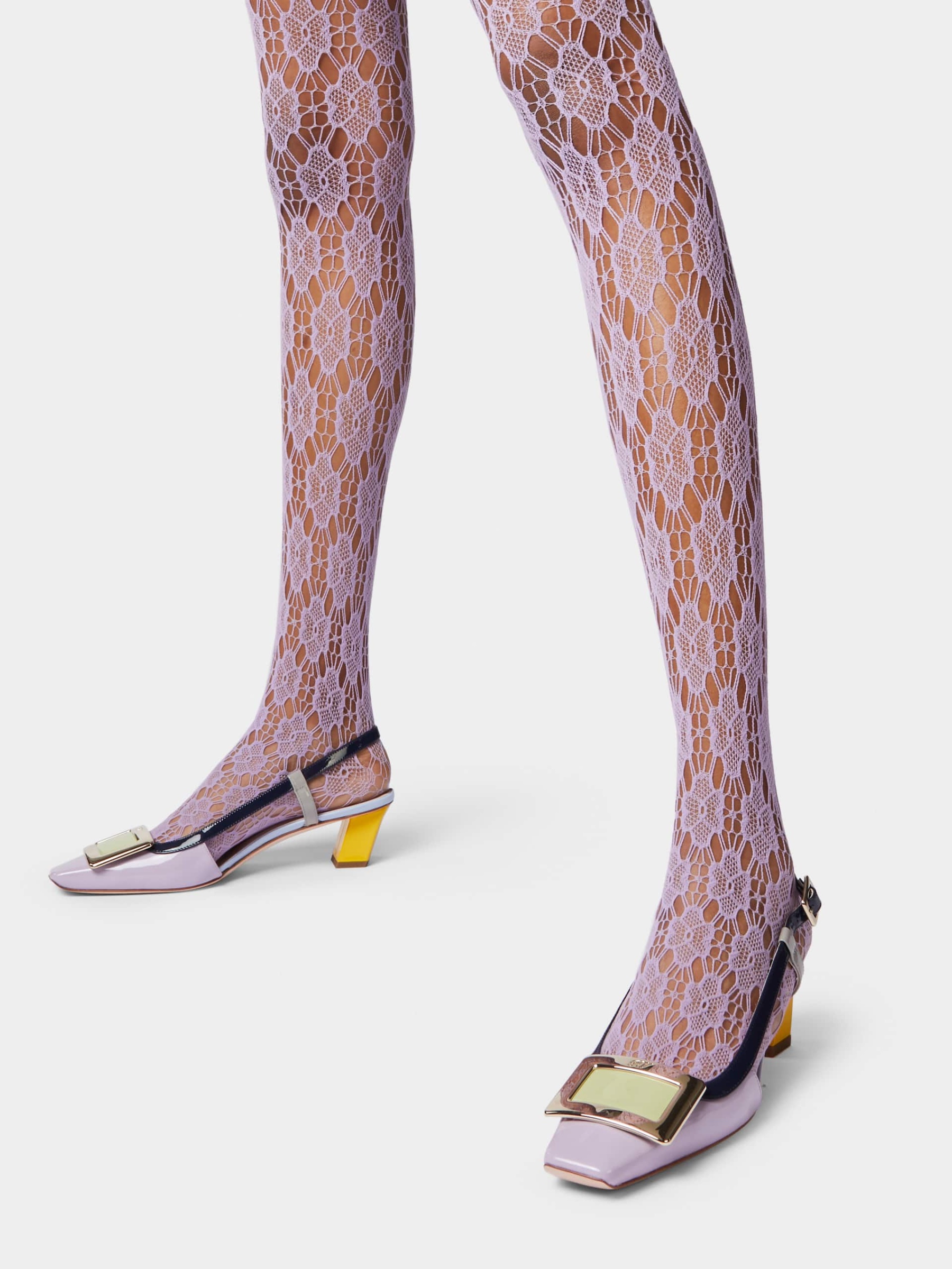 「ベル ヴィヴィエ」パテントレザー スリングバック パンプス 45 mm バイオレット, イエロー, ブルー