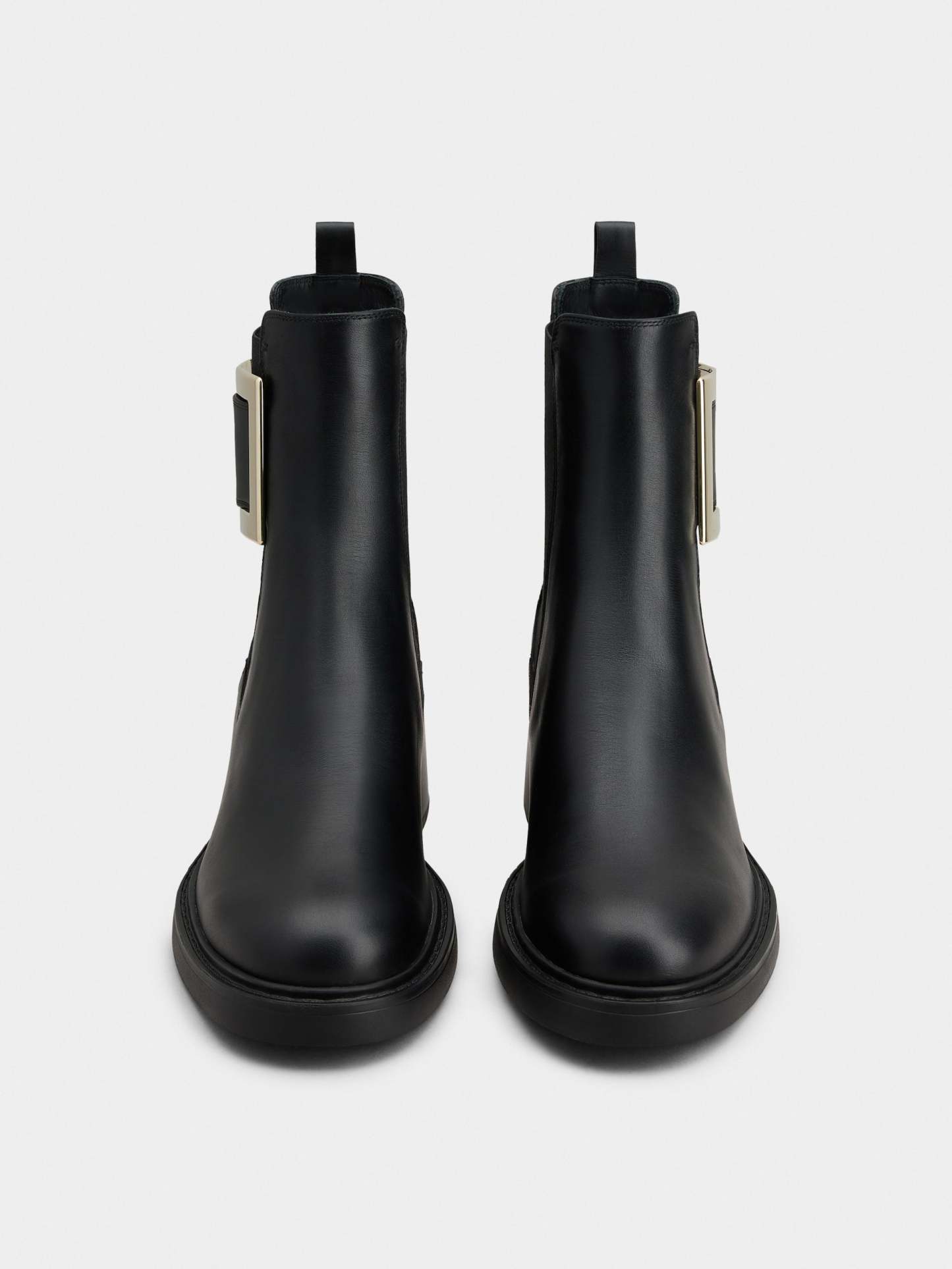 「ヴィヴ レンジャー」メタル バックル レザー チェルシー ブーツ 60 mm ブラック