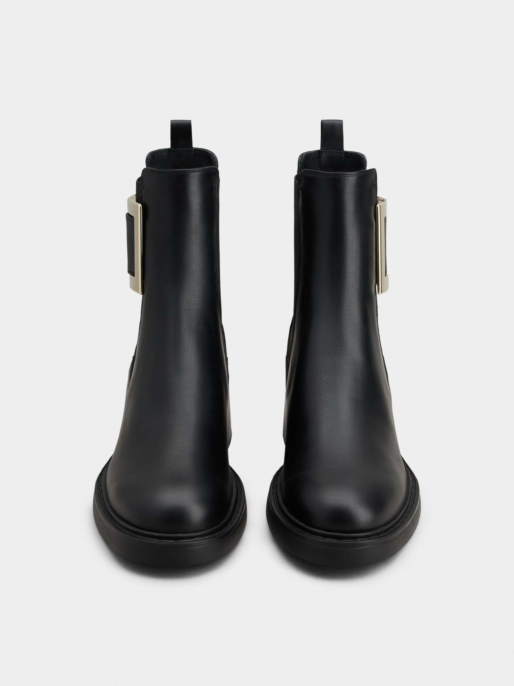 「ヴィヴ レンジャー」メタル バックル レザー チェルシー ブーツ 60 mm ブラック