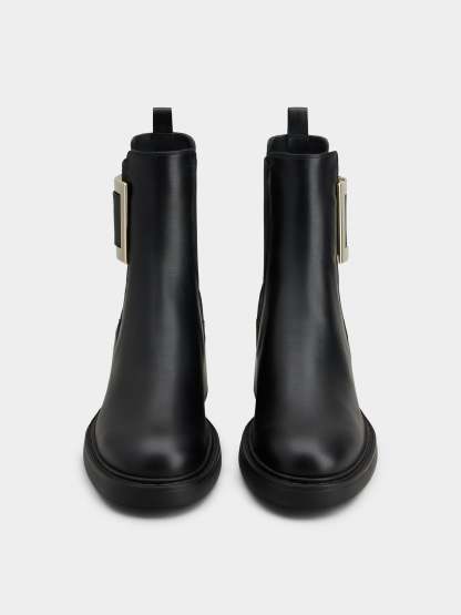 「ヴィヴ レンジャー」メタル バックル レザー チェルシー ブーツ 60 mm ブラック