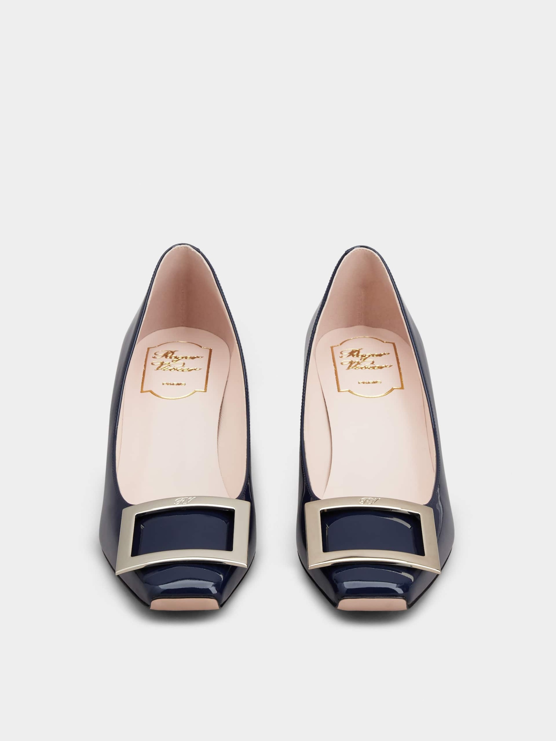 「ベル ヴィヴィエ トランペット」パンプス パテントレザー 45 mm ブルー