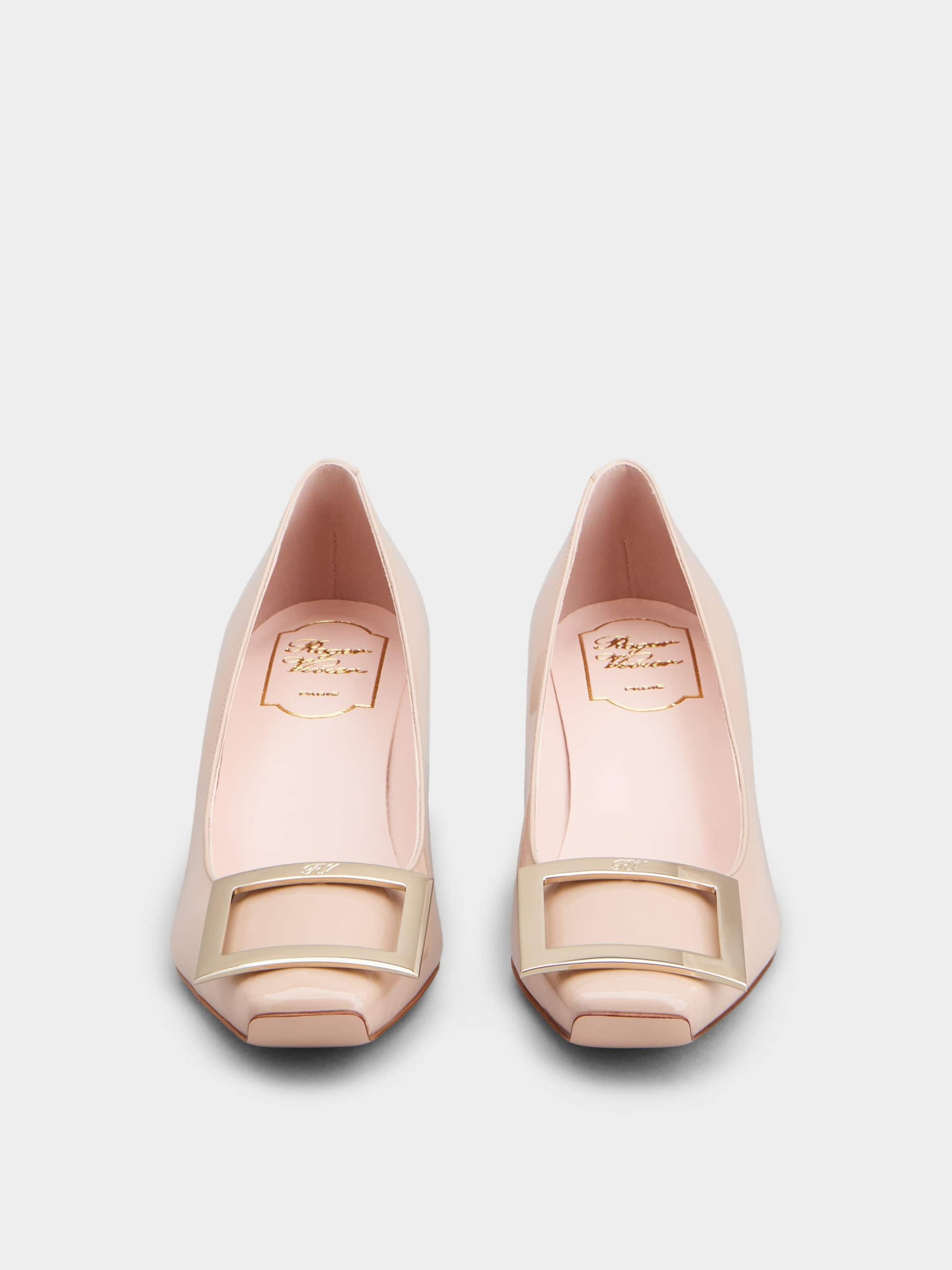 「ベル ヴィヴィエ トランペット」パンプス パテントレザー 45 mm ピンク