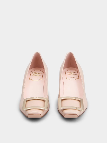 「ベル ヴィヴィエ トランペット」パンプス パテントレザー 45 mm ピンク