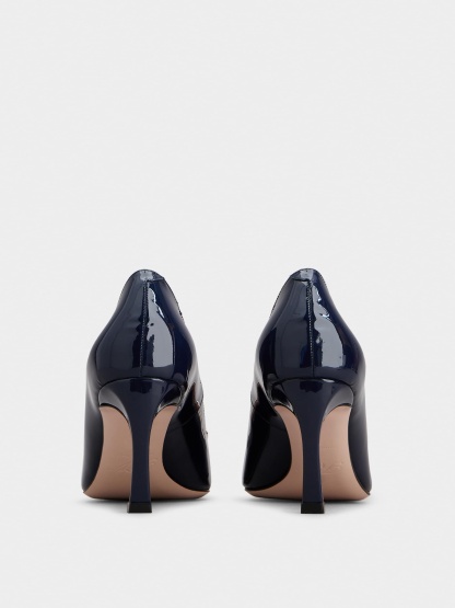 「ベル ヴィヴィエ トランペット」パテントレザー パンプス 70 mm ブルー