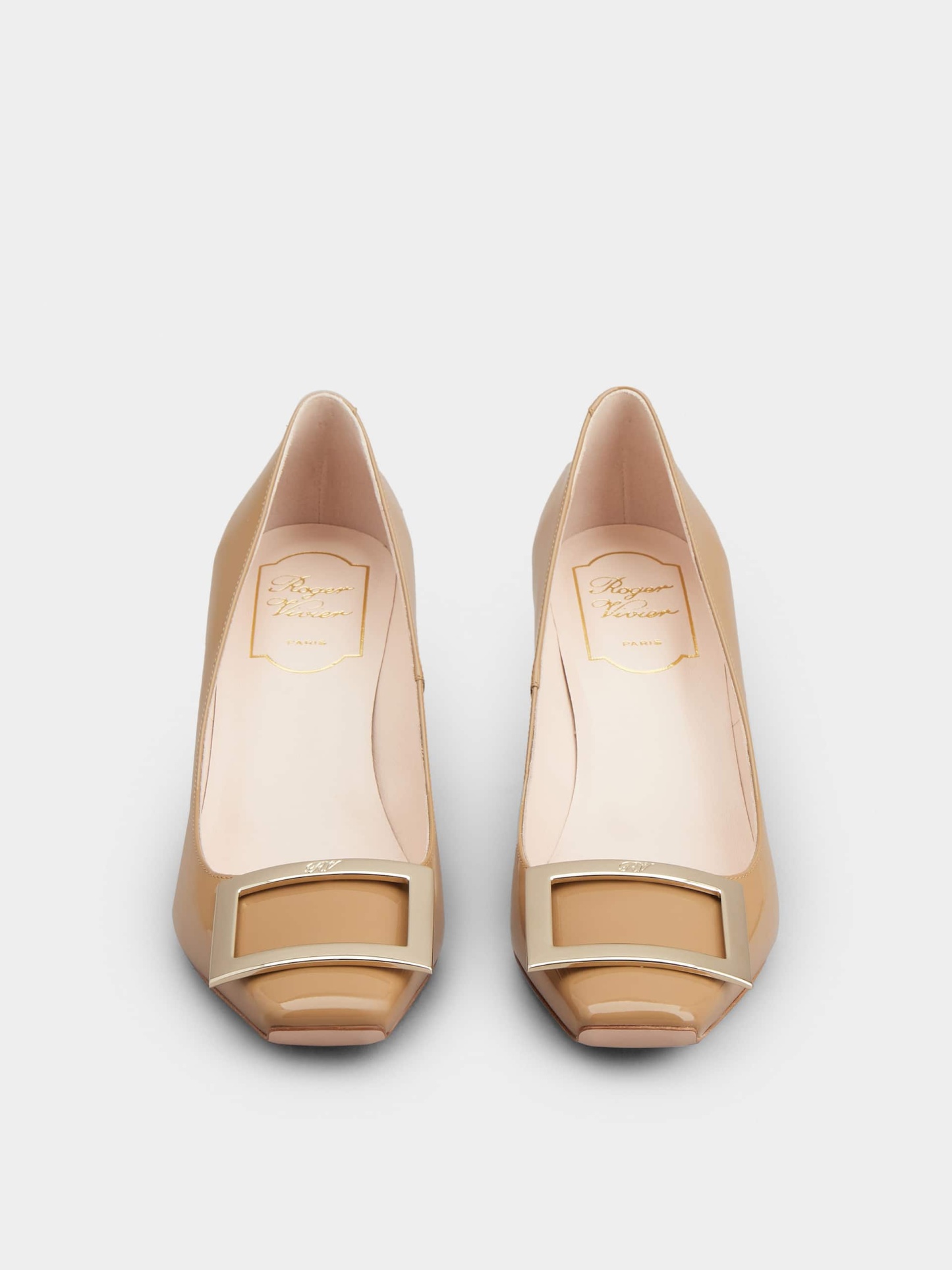 「ベル ヴィヴィエ トランペット」パテントレザー パンプス 70 mm ブラウン