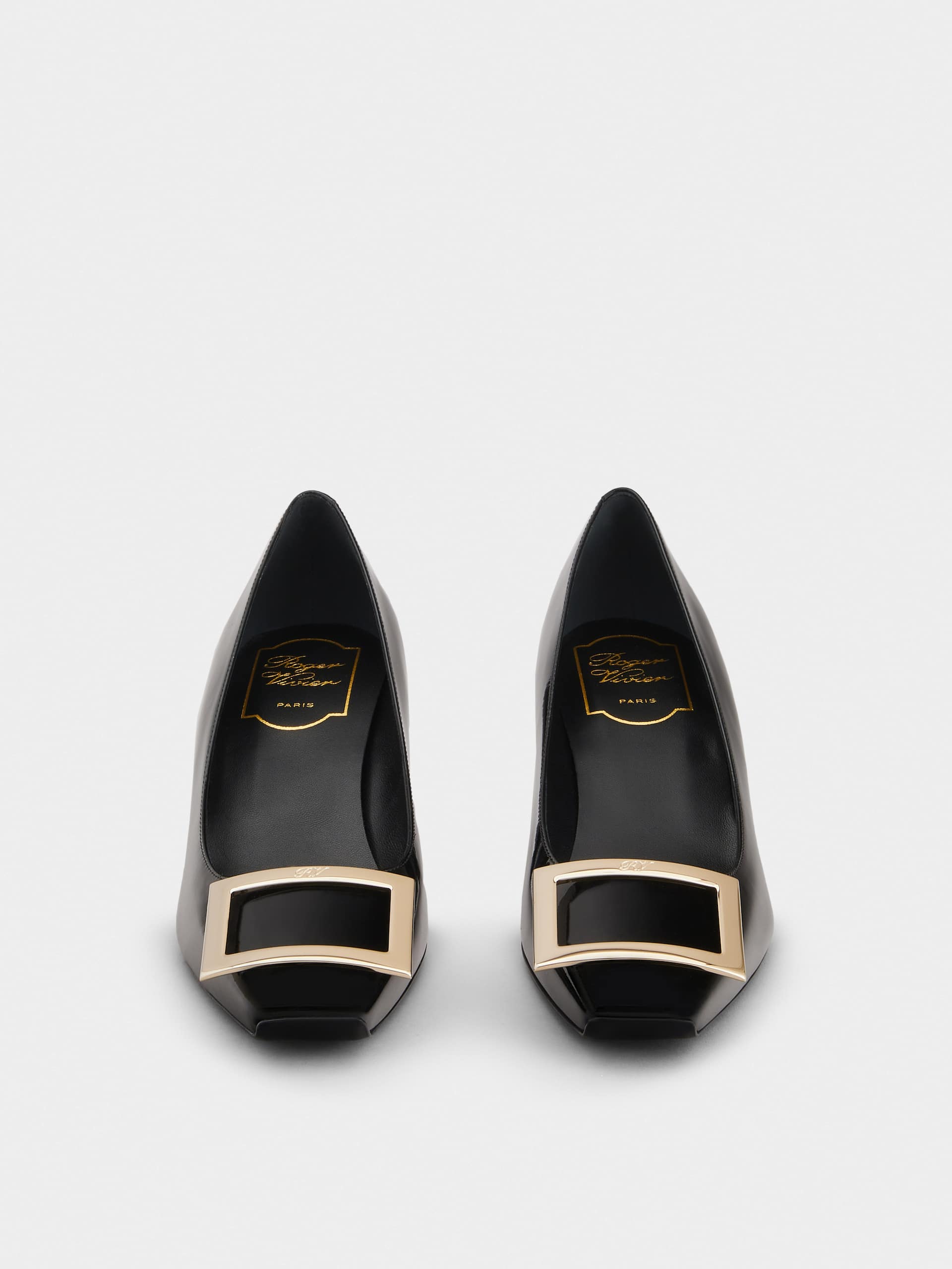 「ベル ヴィヴィエ トランペット」パンプス パテントレザー 45 mm ブラック