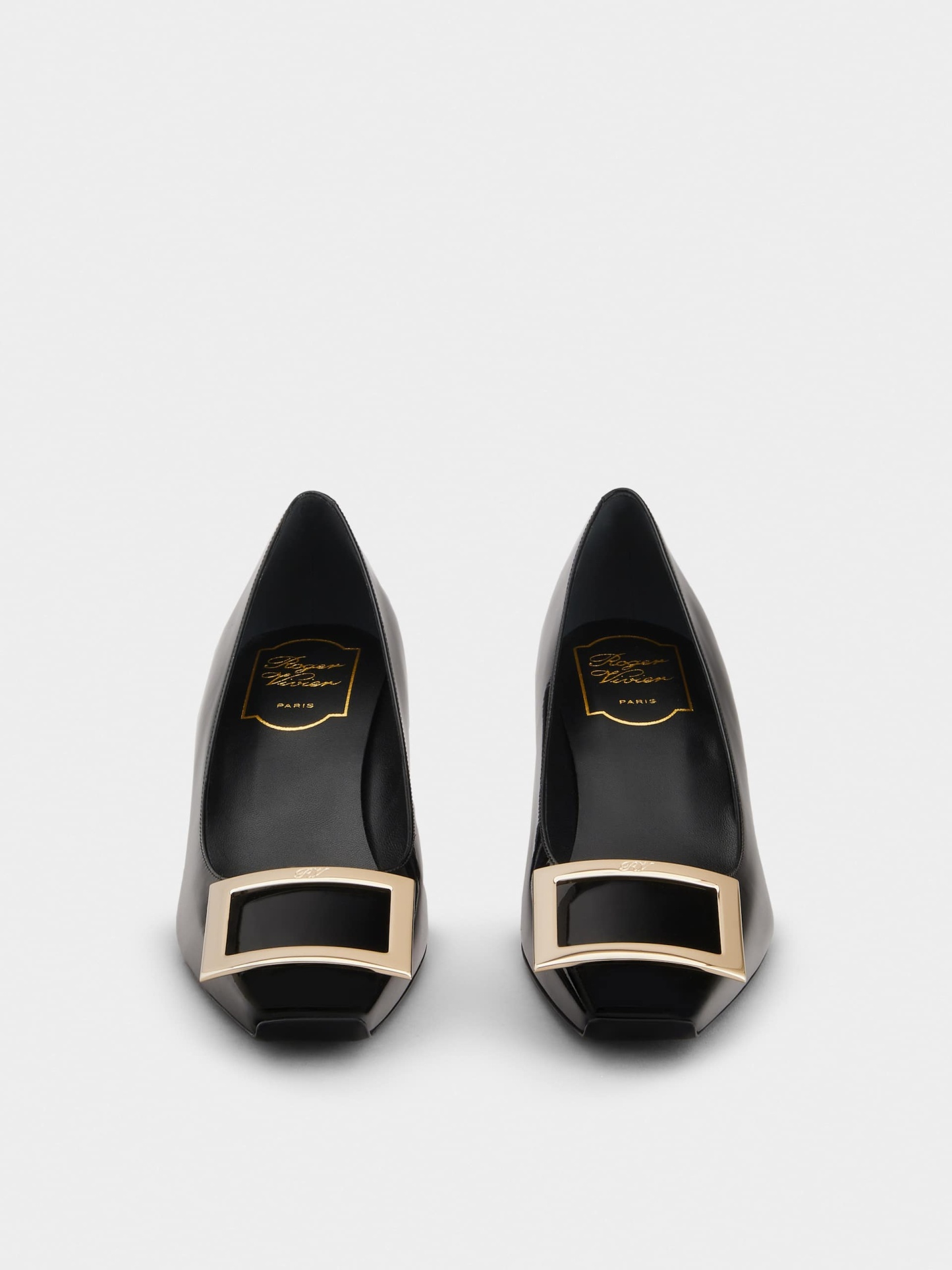 「ベル ヴィヴィエ トランペット」パンプス パテントレザー 45 mm ブラック