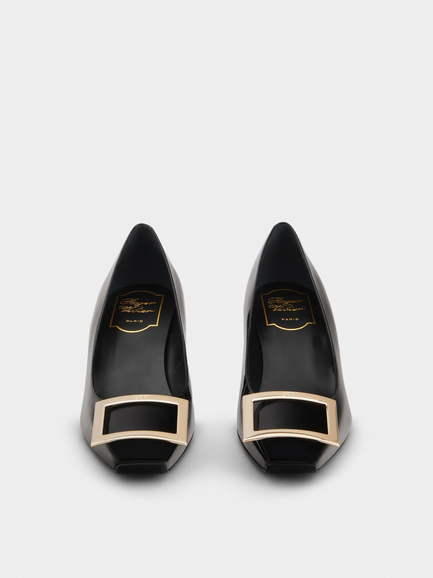 「ベル ヴィヴィエ トランペット」パンプス パテントレザー 45 mm ブラック