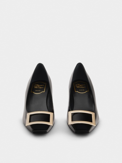 「ベル ヴィヴィエ トランペット」パンプス パテントレザー 45 mm ブラック