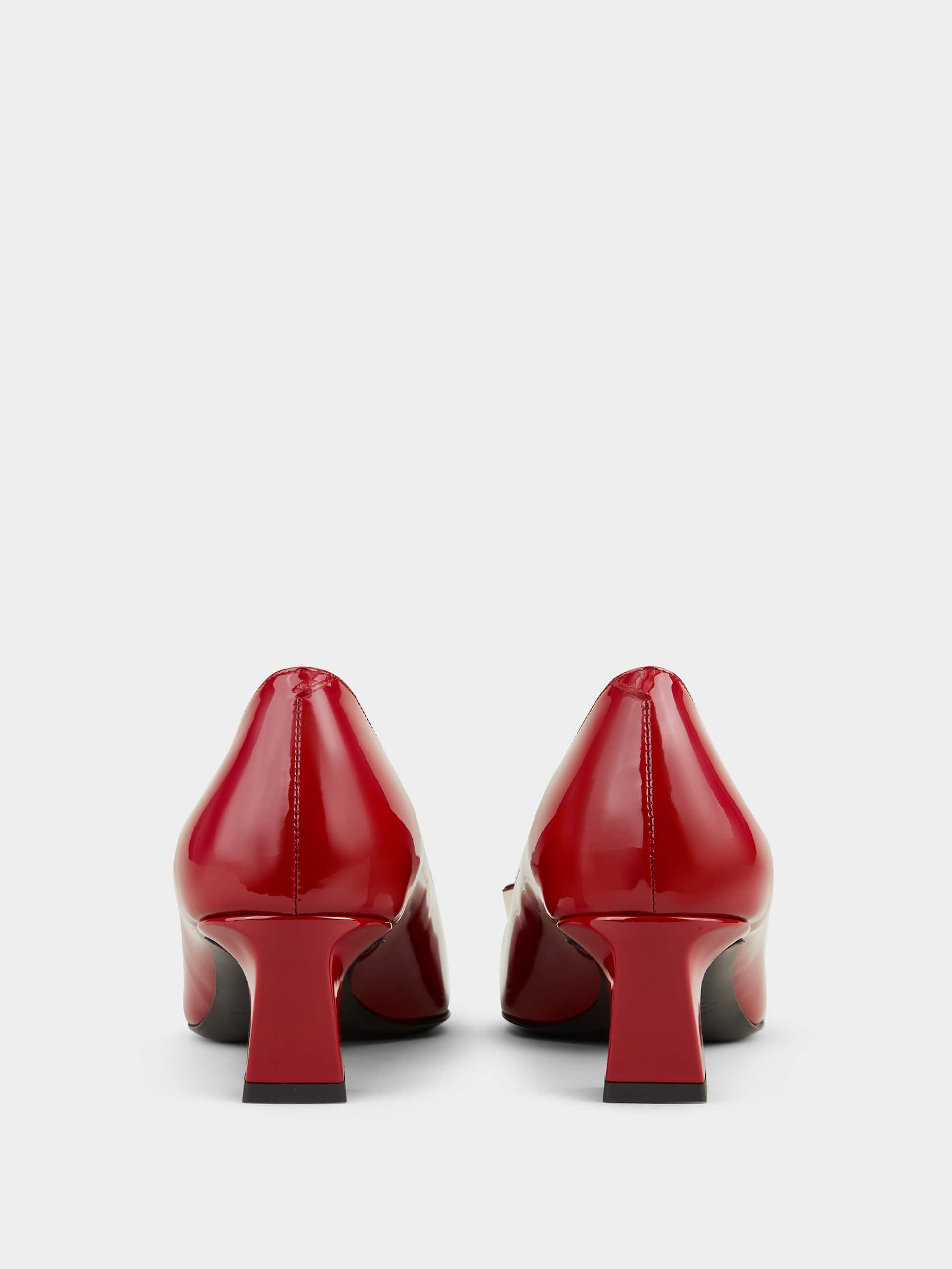 「ベル ヴィヴィエ トランペット」パンプス パテントレザー 45 mm レッド
