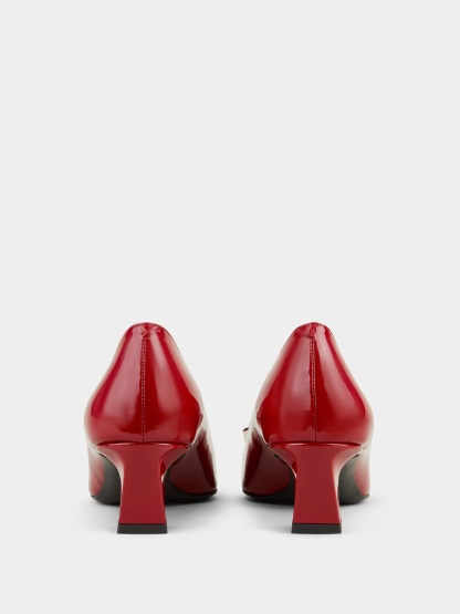 「ベル ヴィヴィエ トランペット」パンプス パテントレザー 45 mm レッド