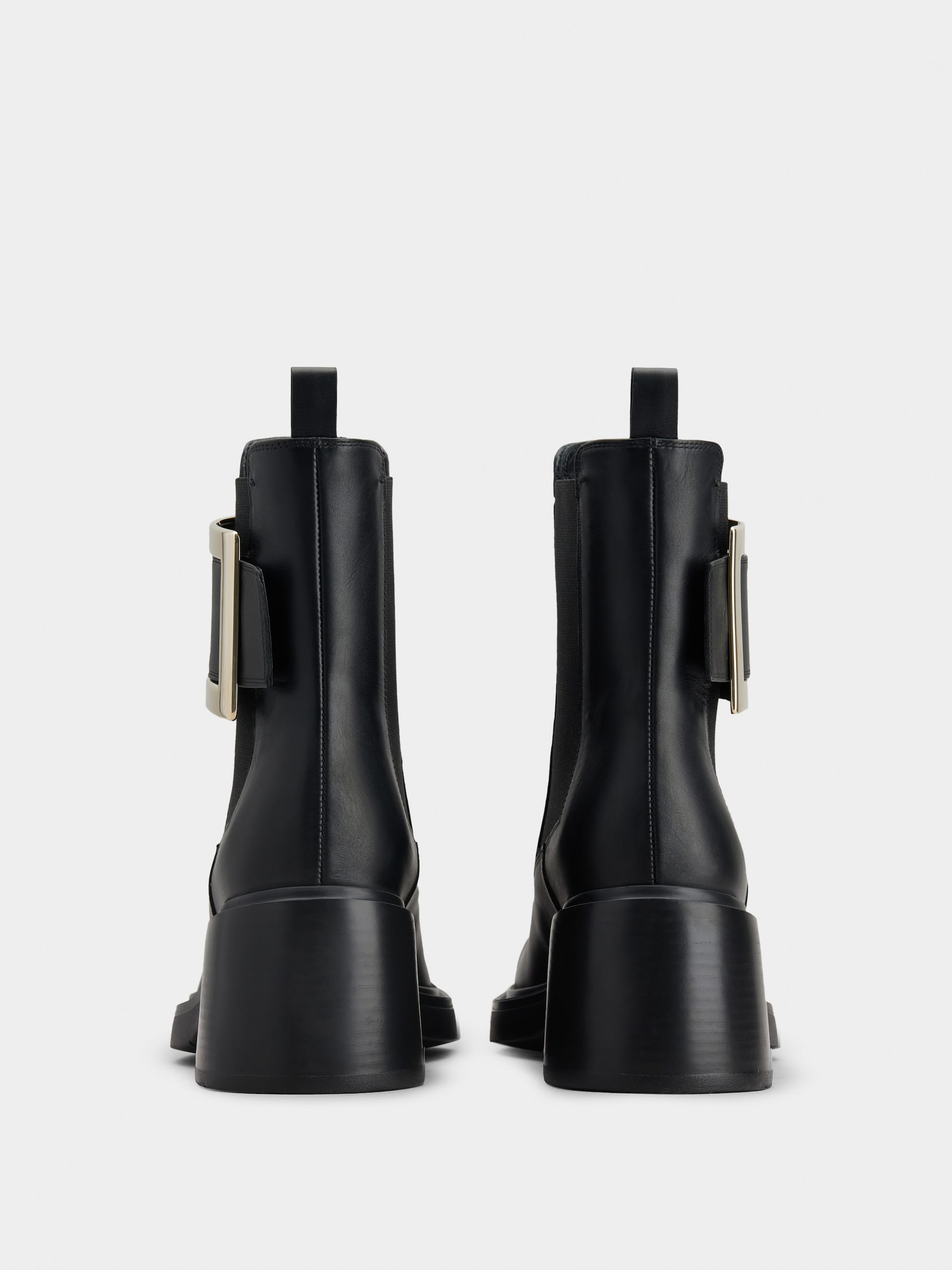 「ヴィヴ レンジャー」メタル バックル レザー チェルシー ブーツ 60 mm ブラック