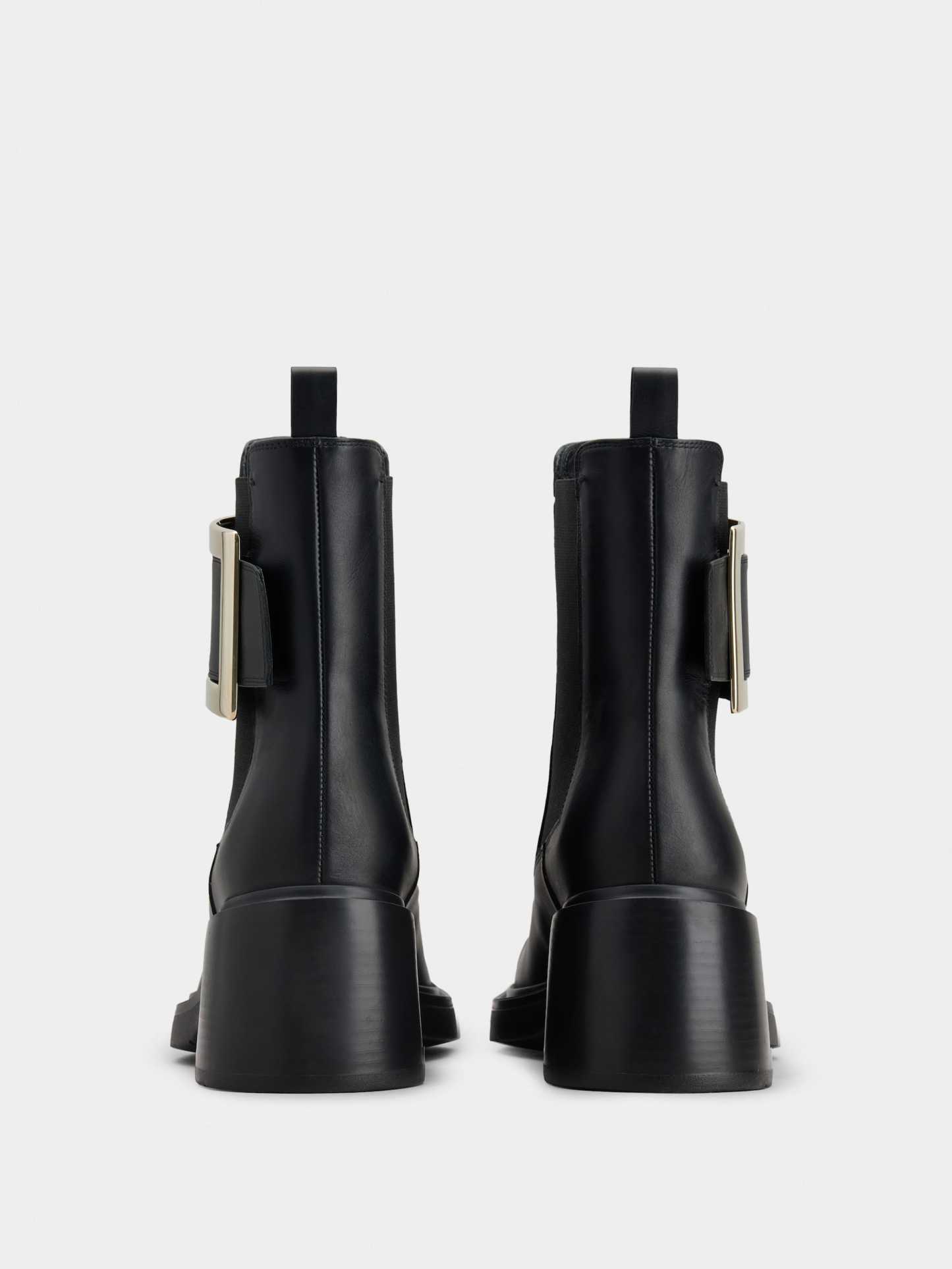 「ヴィヴ レンジャー」メタル バックル レザー チェルシー ブーツ 60 mm ブラック