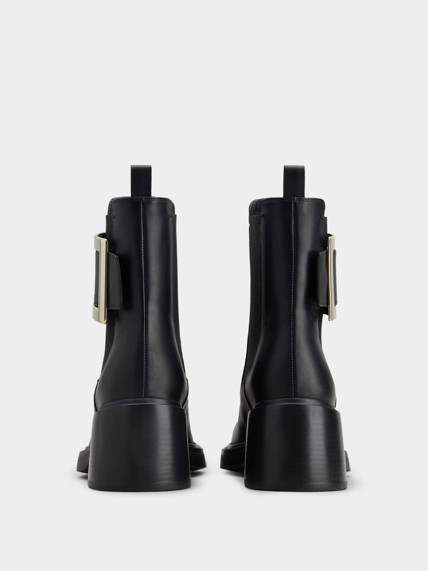 「ヴィヴ レンジャー」メタル バックル レザー チェルシー ブーツ 60 mm ブラック