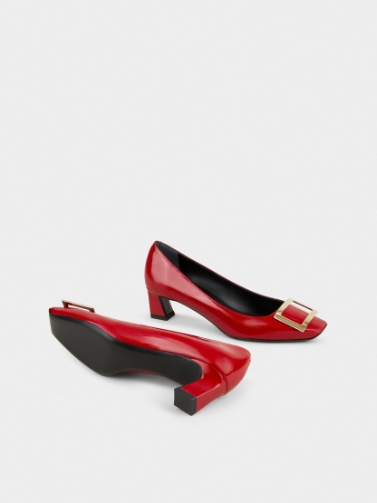 「ベル ヴィヴィエ トランペット」パンプス パテントレザー 45 mm レッド