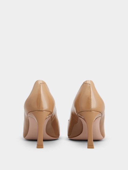 「ベル ヴィヴィエ トランペット」パテントレザー パンプス 70 mm ブラウン