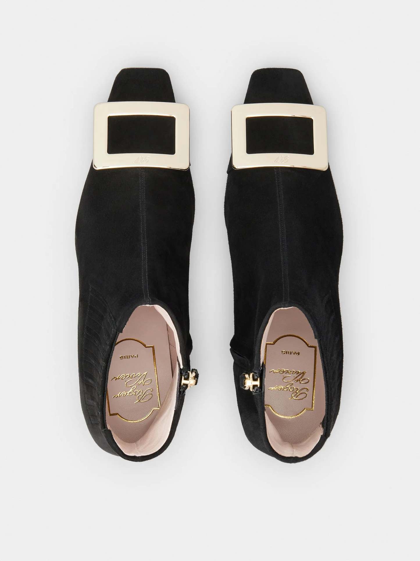 「ベル ヴィヴィエ」メタルバックル スエード チェルシーブーティ 45 mm ブラック